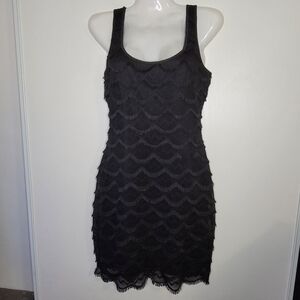 Guess Black Sleeveless Fringe Dress